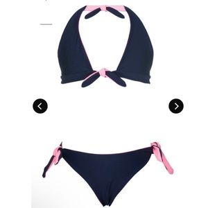 NWT Snapper Rock Reversible Navy and Pink UPF 50+ Bikini, Size 10